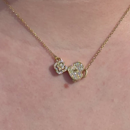 Diamond Key and Heart Necklace