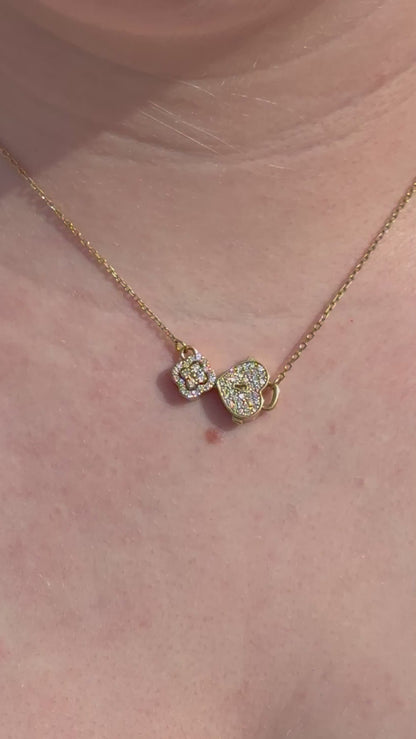 Diamond Key and Heart Necklace