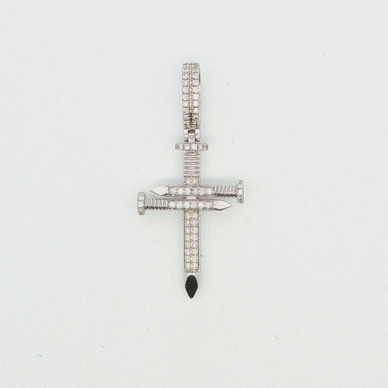 14K WG NAIL DETAILED DIA CORSS .52 CTTW