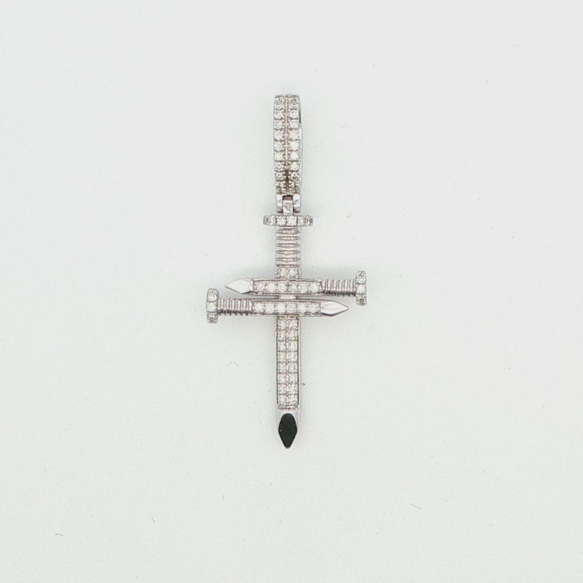 14K WG NAIL DETAILED DIA CORSS .52 CTTW