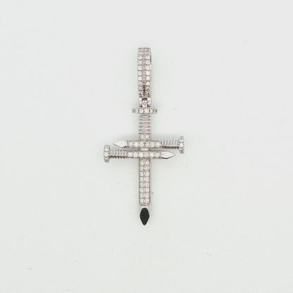 14K WG NAIL DETAILED DIA CORSS .52 CTTW