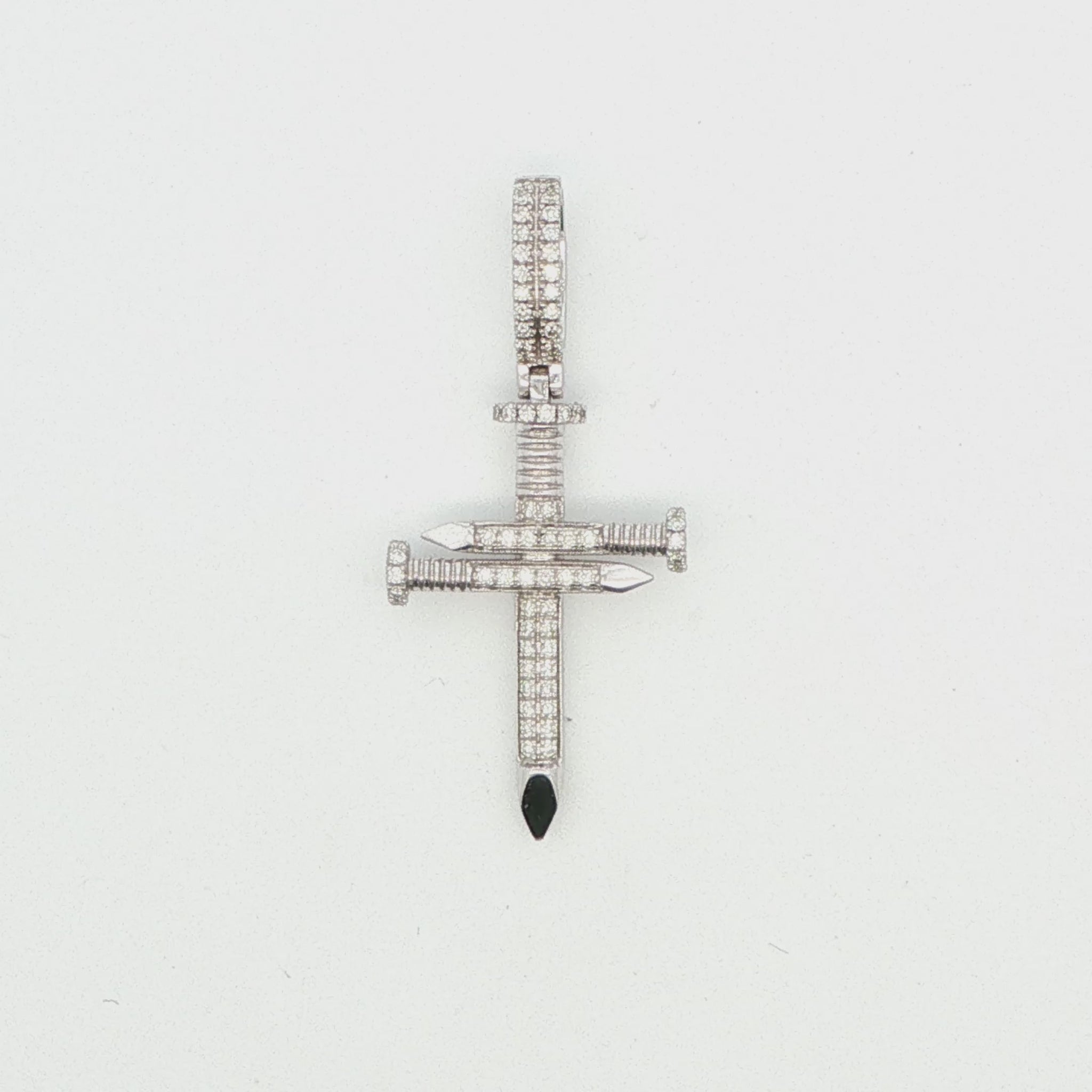 14K WG NAIL DETAILED DIA CORSS .52 CTTW
