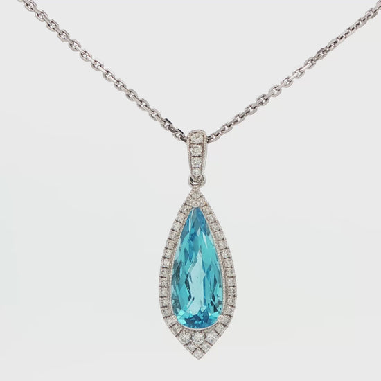 Blue Topaz and Diamond Pendant Necklace