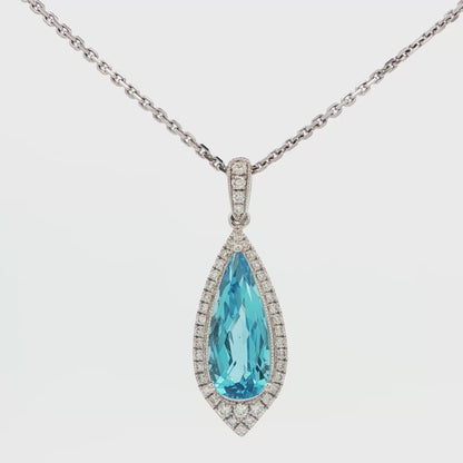 Blue Topaz and Diamond Pendant Necklace
