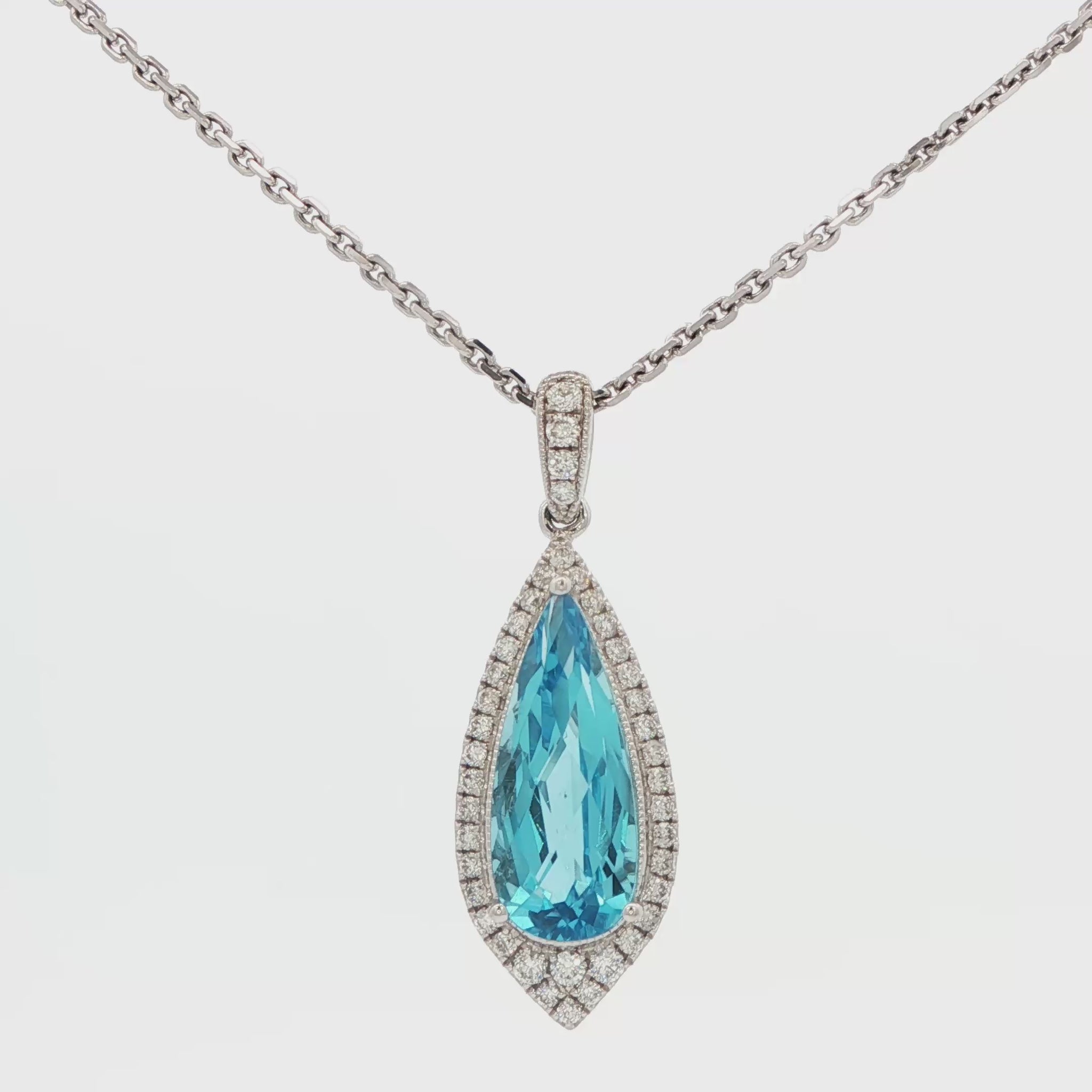 Blue Topaz and Diamond Pendant Necklace