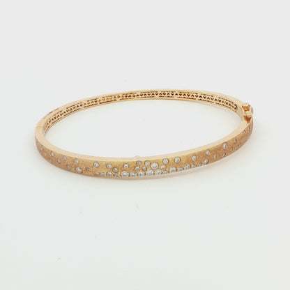 14K YG .83CTTW DIA FLUSH SET SATIN FINISH 5MM BANGLE CONFETTI COLLECTION