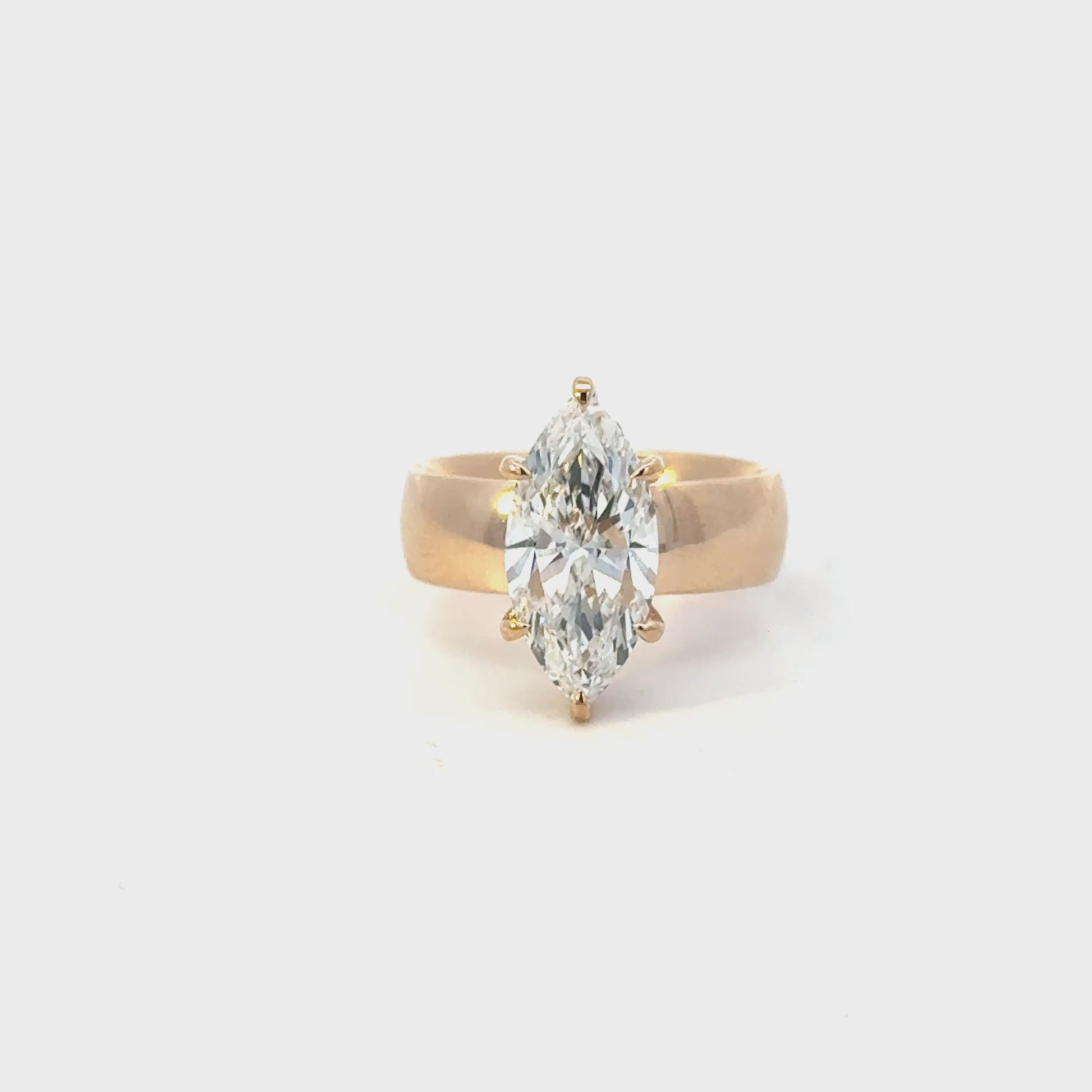 14K Yellow Gold Marquise Solitaire Diamond Engagement Ring