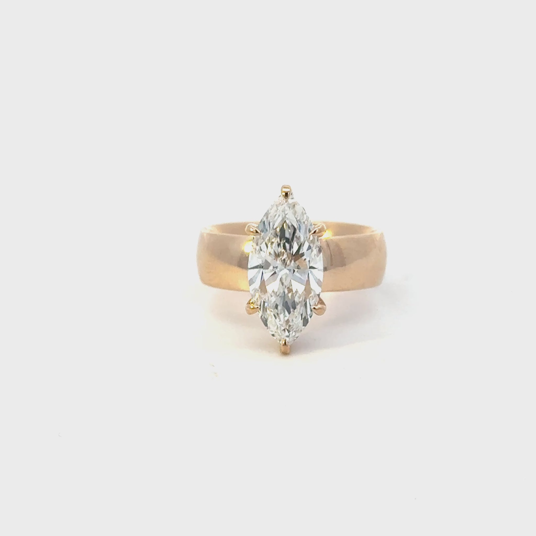 14K Yellow Gold Marquise Solitaire Diamond Engagement Ring