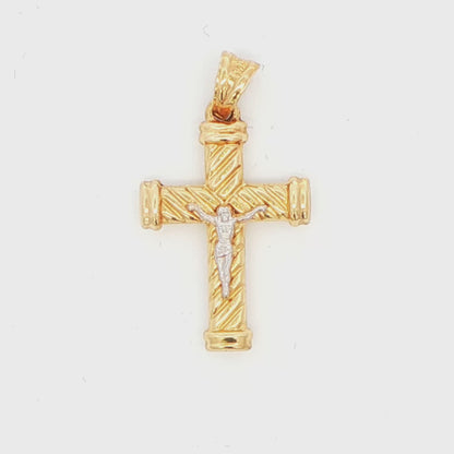 14K TT FANCY SM CRUCIFIX CROSS PEND, 1.5G