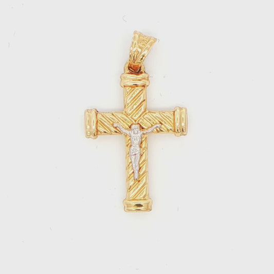 14K TT FANCY SM CRUCIFIX CROSS PEND, 1.5G