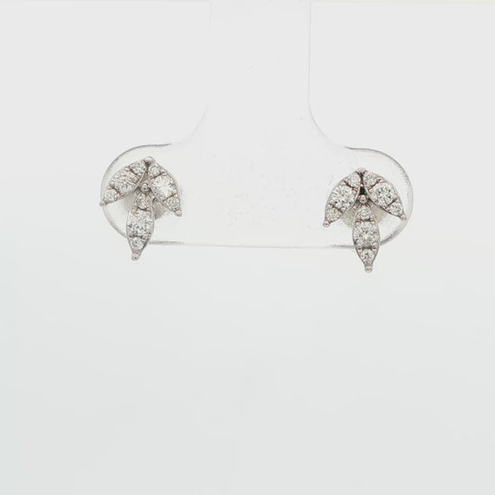 Lotus Flower Diamond Stud Earrings