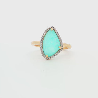 Amazonite and Diamond Halo Ring