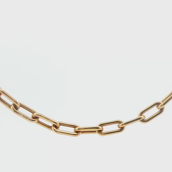 14K YG ROUNDED PAPERCLIP CHAIN, 19\" 7.7G