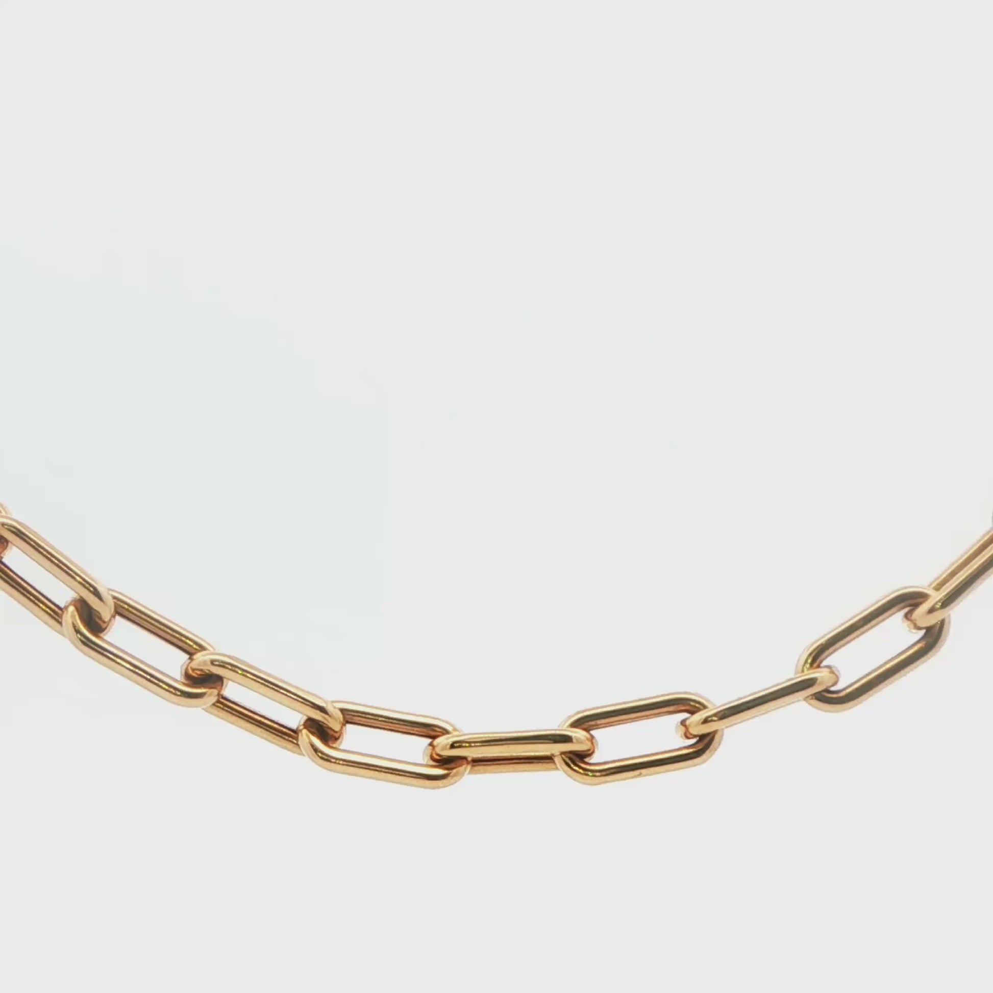 14K YG ROUNDED PAPERCLIP CHAIN, 19\" 7.7G