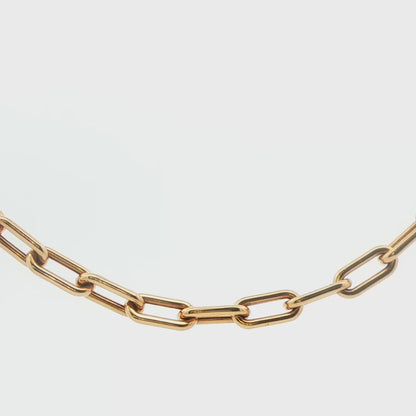 14K YG ROUNDED PAPERCLIP CHAIN, 19\" 7.7G