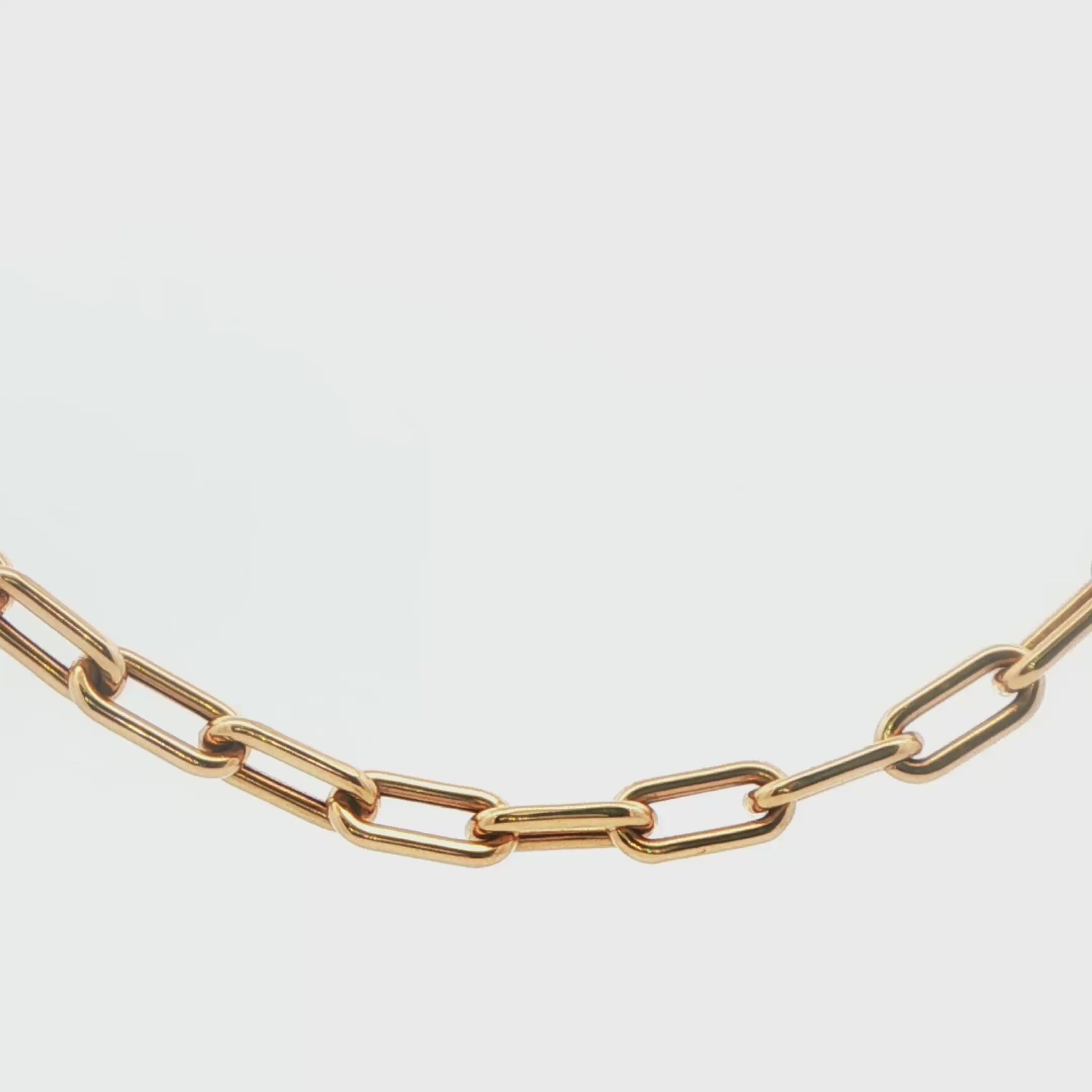 14K YG ROUNDED PAPERCLIP CHAIN, 19\" 7.7G