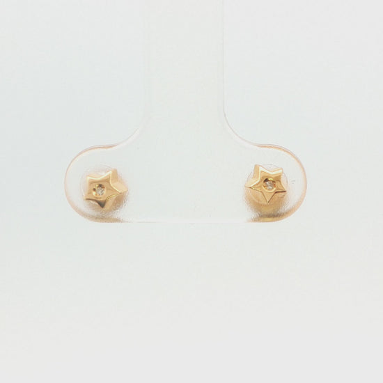 14K YG CHILD TEENY STAR EARRINGS WITH .02 CTW DIA