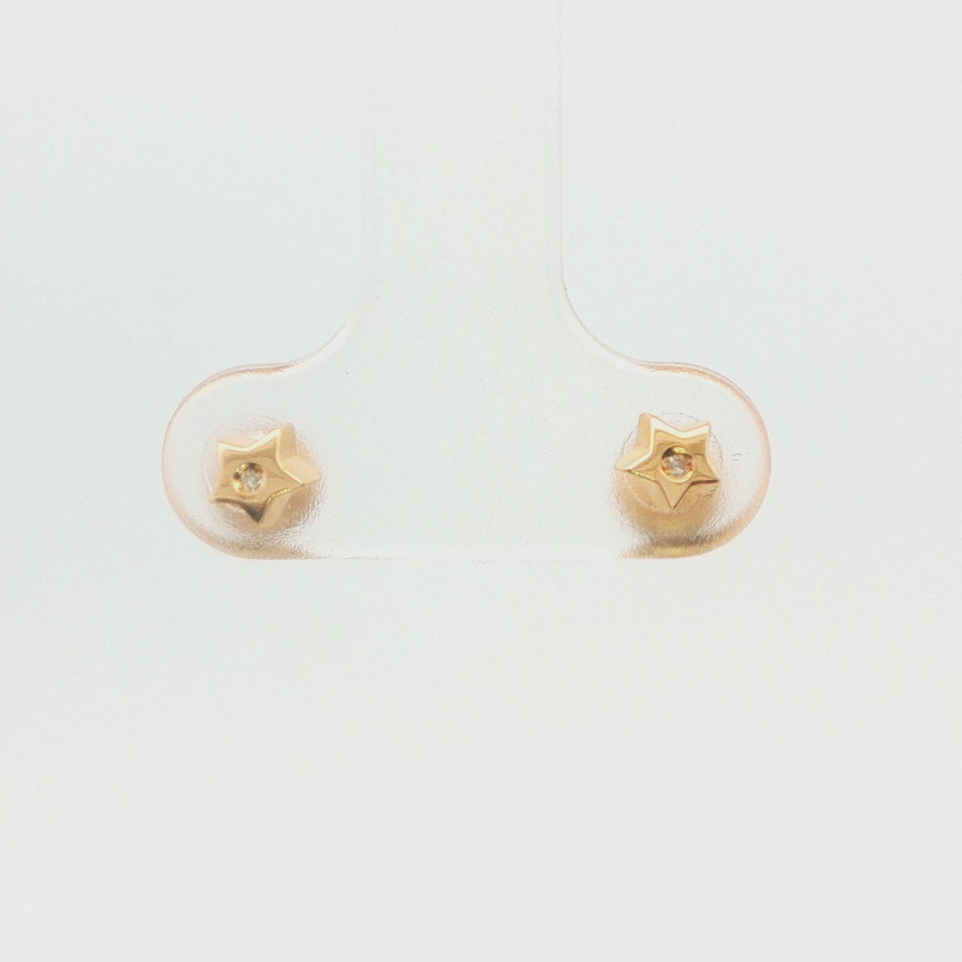 14K YG CHILD TEENY STAR EARRINGS WITH .02 CTW DIA
