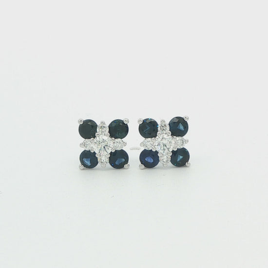 Diamond & Sapphire Cluster Earrings