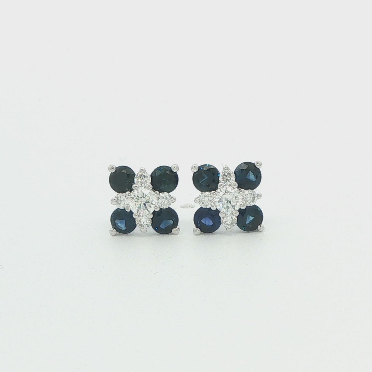 Diamond & Sapphire Cluster Earrings