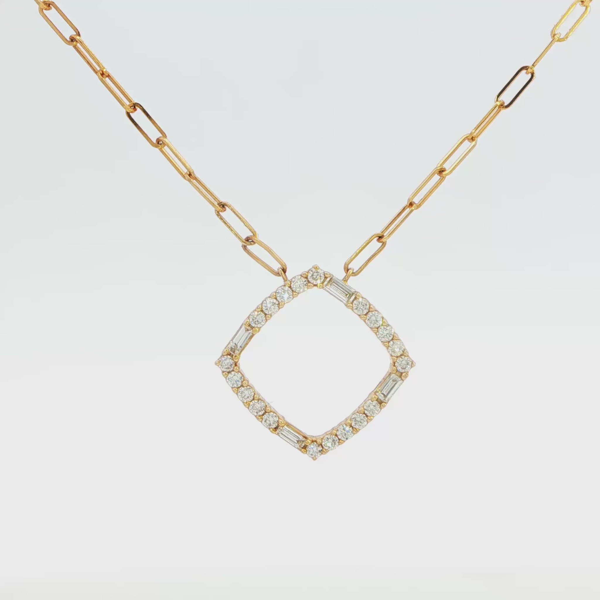 Diamond Square-Shaped Pendant Necklace