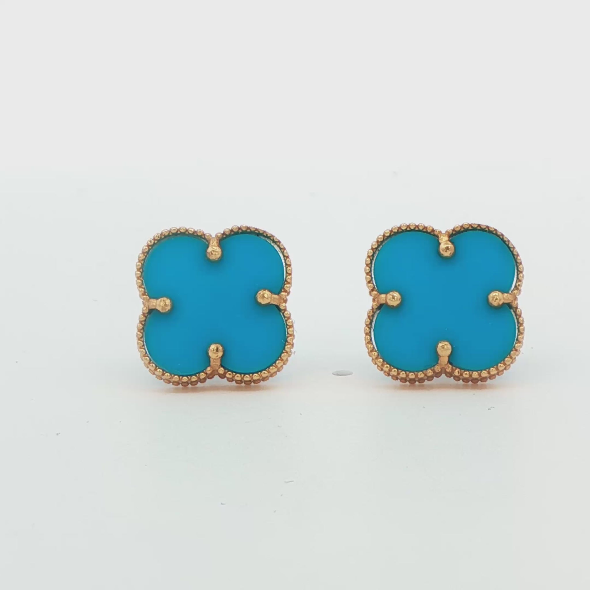 Blue Clover Stud Earrings