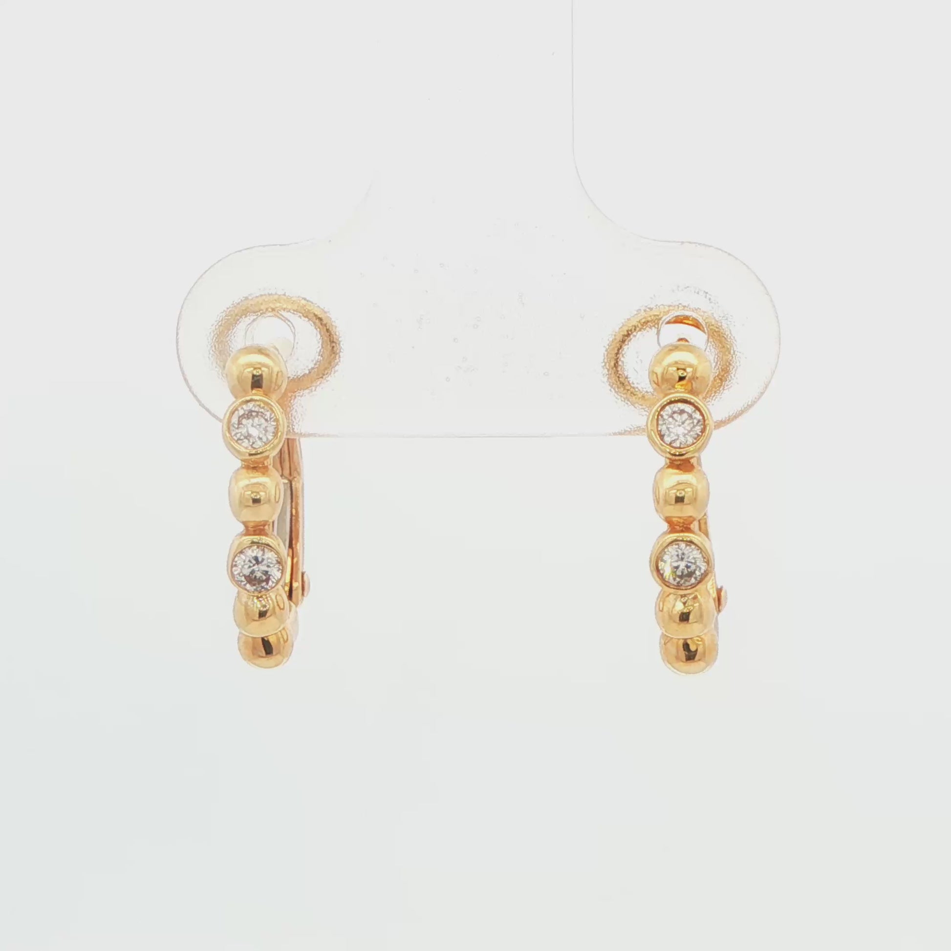 14K YG SMALL BEZEL HOOP EARRINGS FEATURING APPX .12 CTTW OF NATURAL DIAMONDS