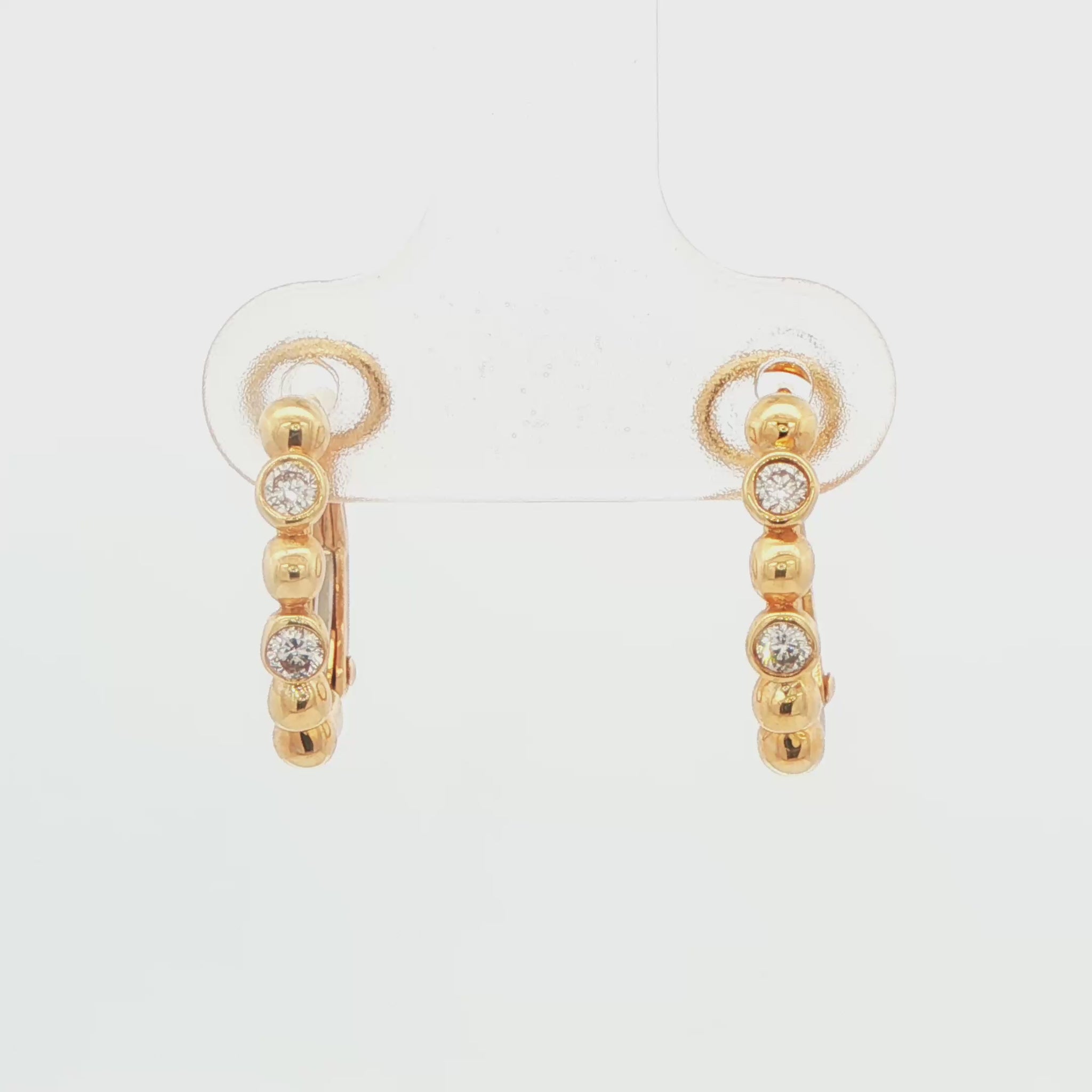 14K YG SMALL BEZEL HOOP EARRINGS FEATURING APPX .12 CTTW OF NATURAL DIAMONDS