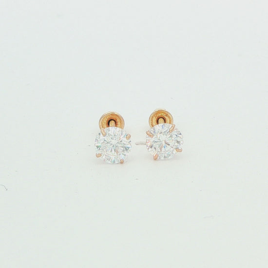 4mm Cubic Zirconia Stud Earrings