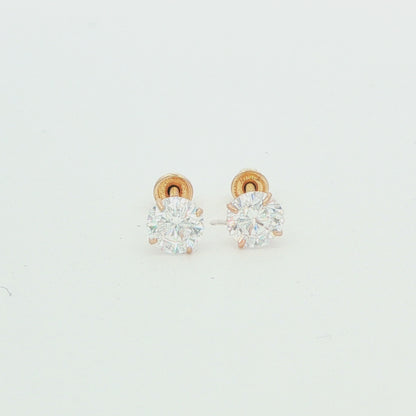 4mm Cubic Zirconia Stud Earrings