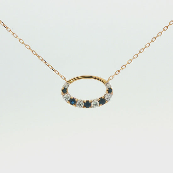 Blue Sapphire & Diamond Pendant Necklace