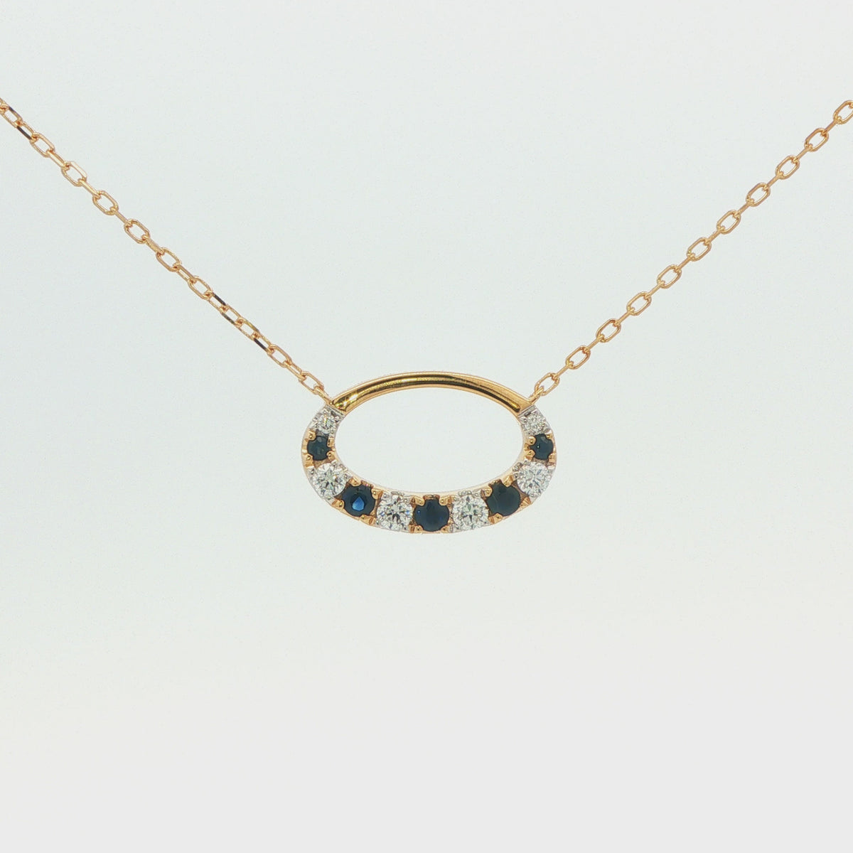 Blue Sapphire & Diamond Pendant Necklace