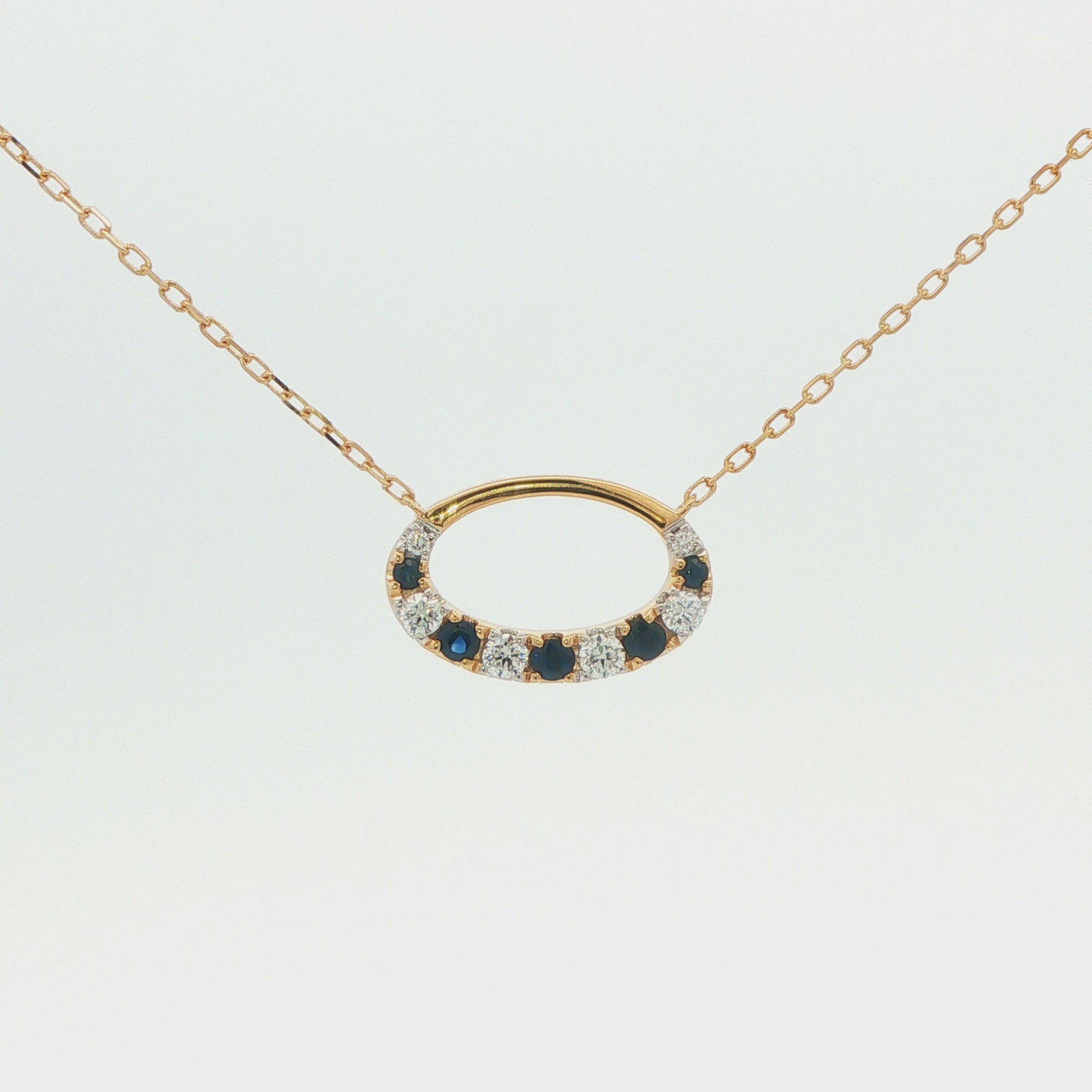 Blue Sapphire & Diamond Pendant Necklace