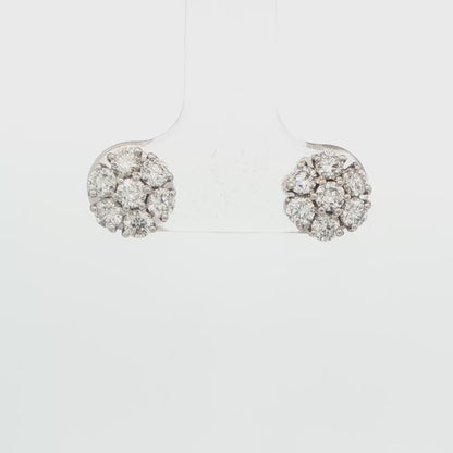 Diamond Flower Stud Earrings