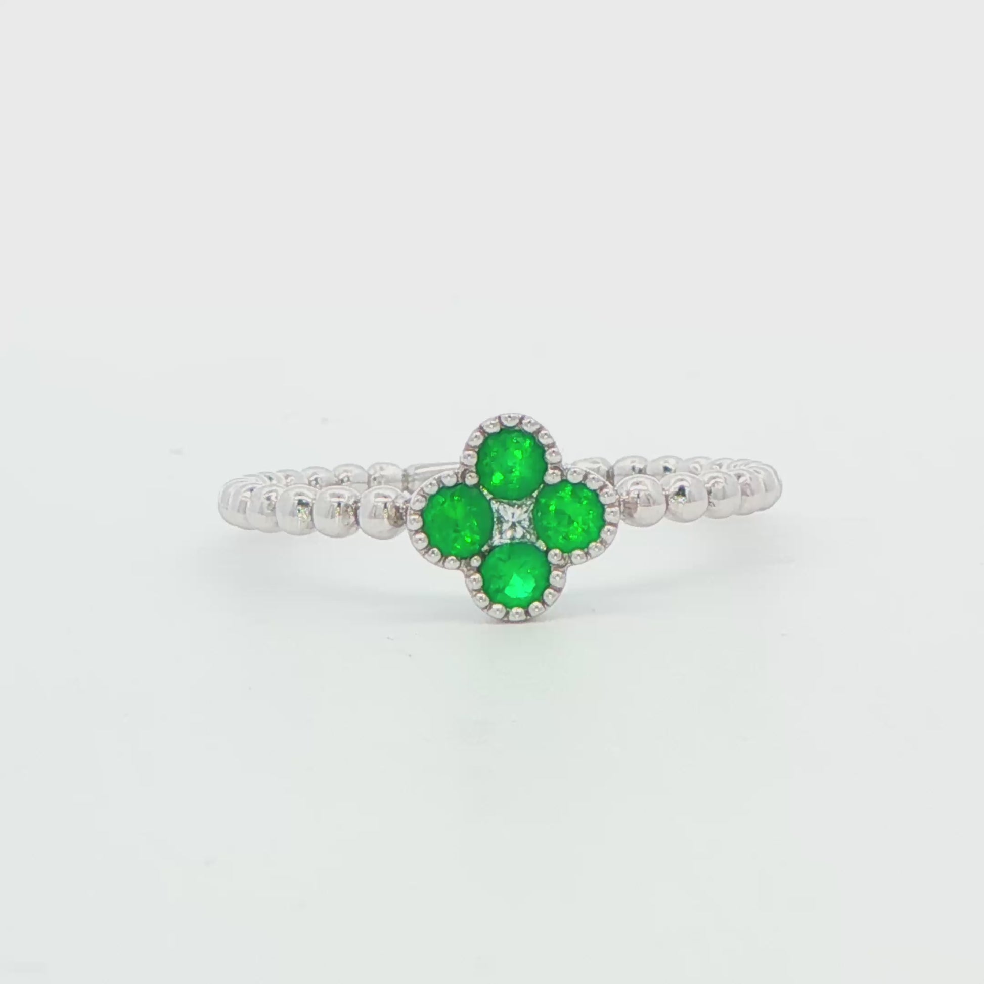 18K WG .02CTTW EMERALD RING