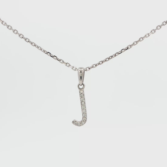 Diamond J Initial Necklace