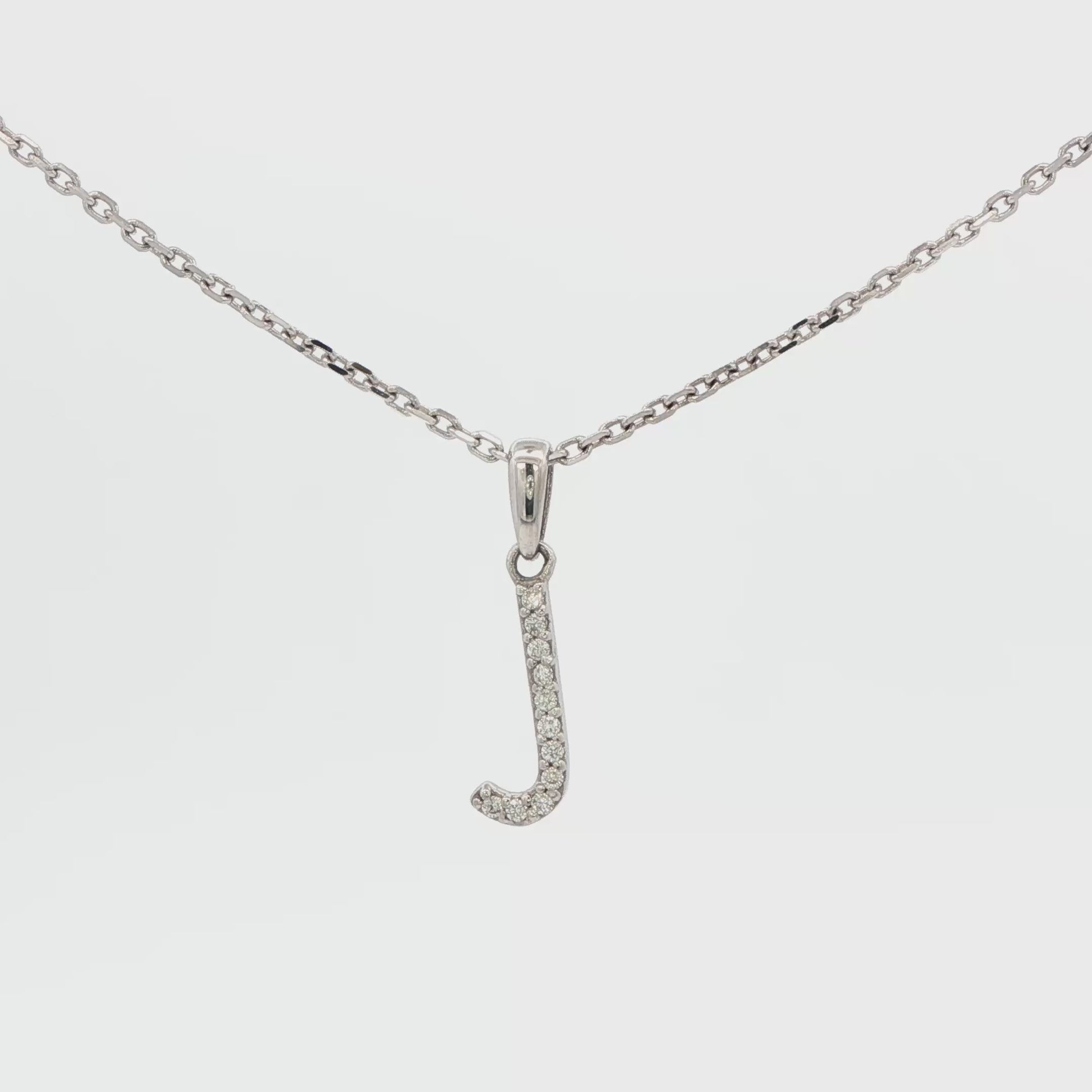 Diamond J Initial Necklace