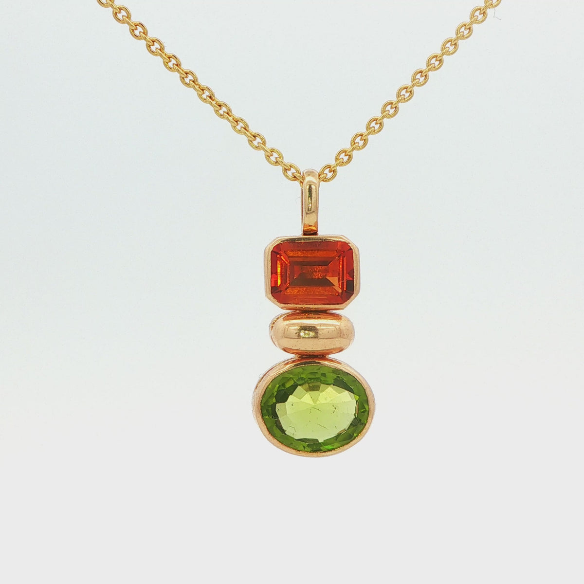 Peridot & Citrine Yellow Gold Pendant Necklace