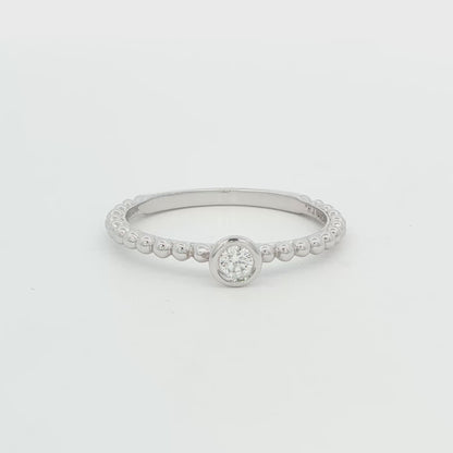 14K White Gold Forevermark Diamond Bezel Set Ring