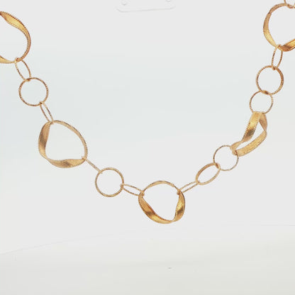 14K YG SCULPTED RING NECKLACE 9.4G