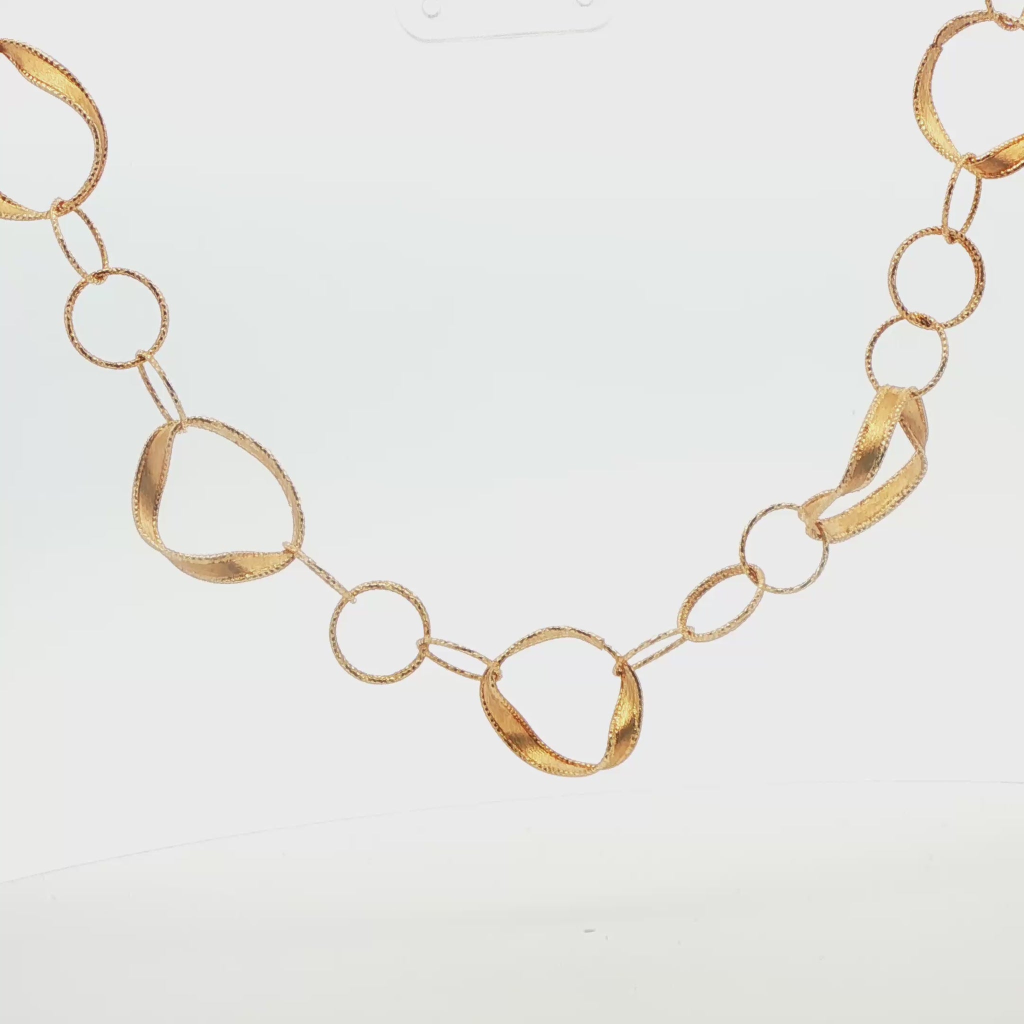 14K YG SCULPTED RING NECKLACE 9.4G