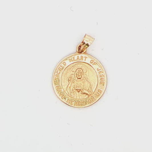 14K YG SACRED HEART OF JESUS PENDANT AT 1.6G