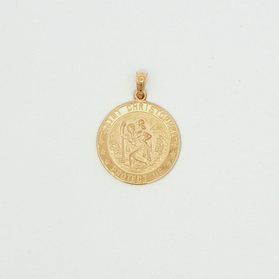 14K Yellow Gold St. Christopher Round Pendant