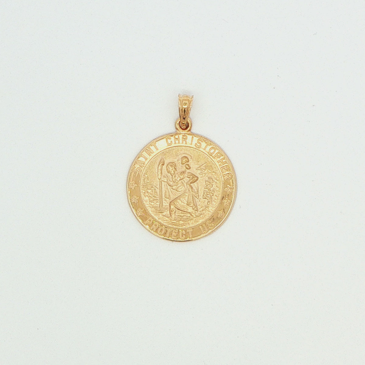 14K Yellow Gold St. Christopher Round Pendant