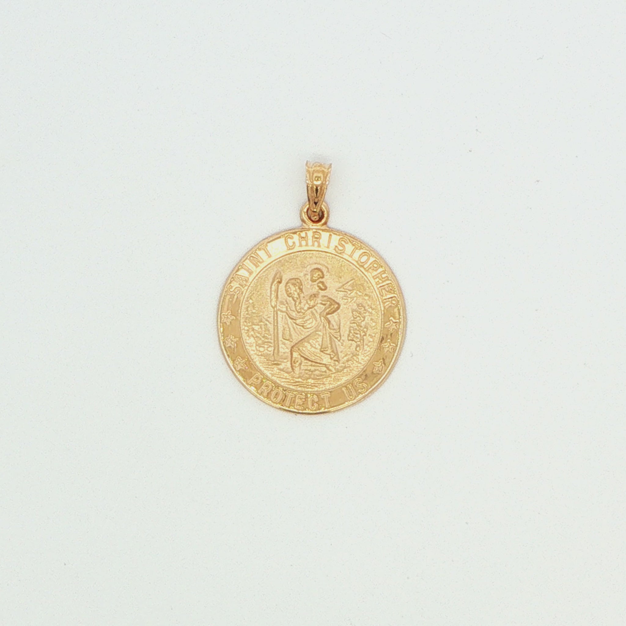 14K Yellow Gold St. Christopher Round Pendant