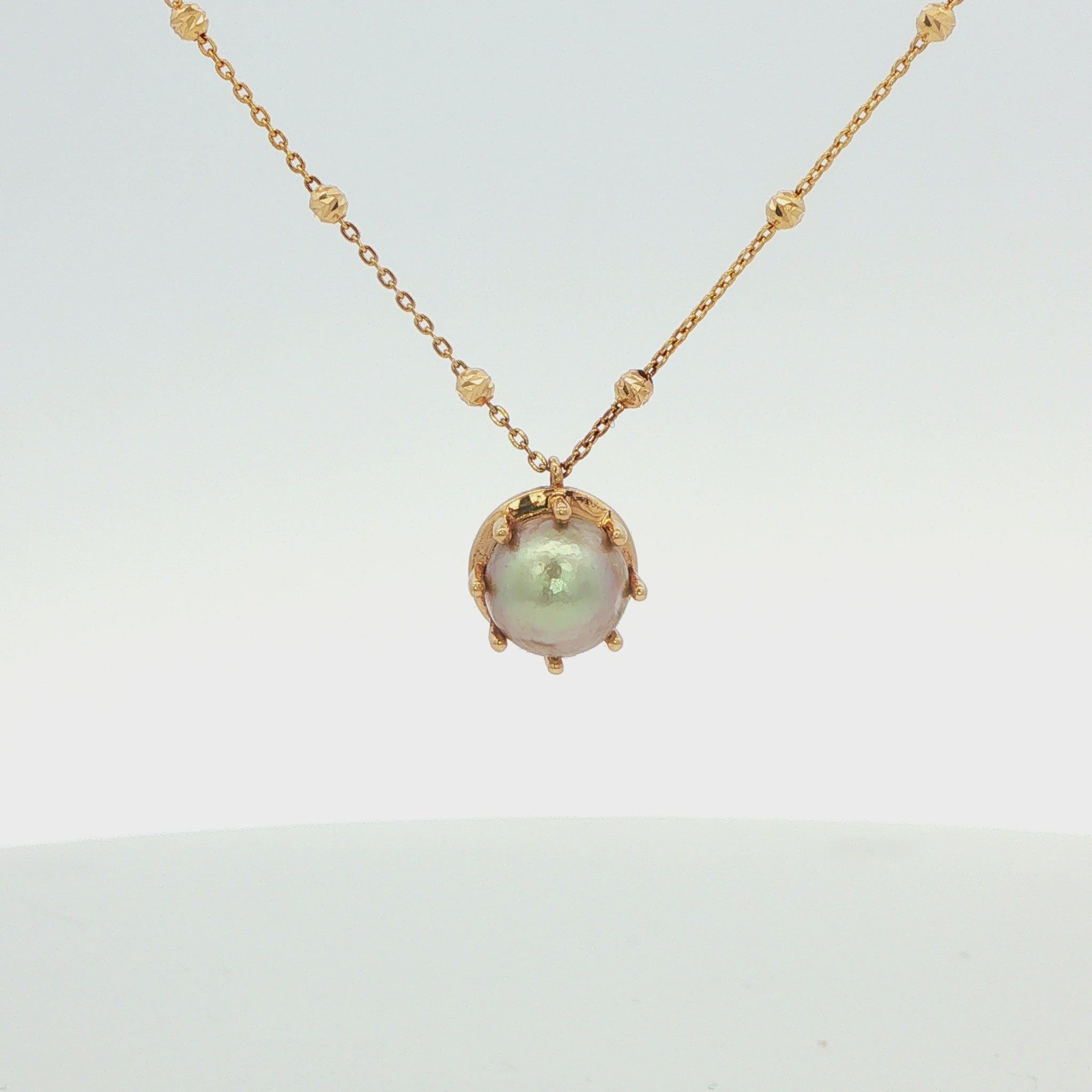 14K Yellow Gold Natural Pearl Pendant 