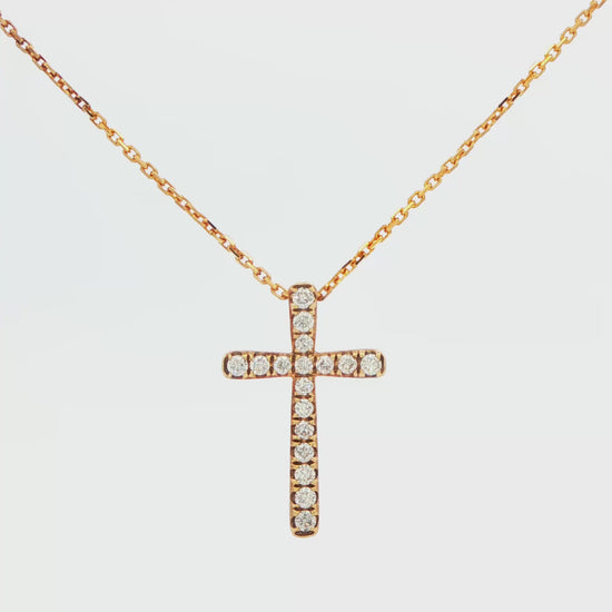 18K YG .23 CTT DIA CROSS