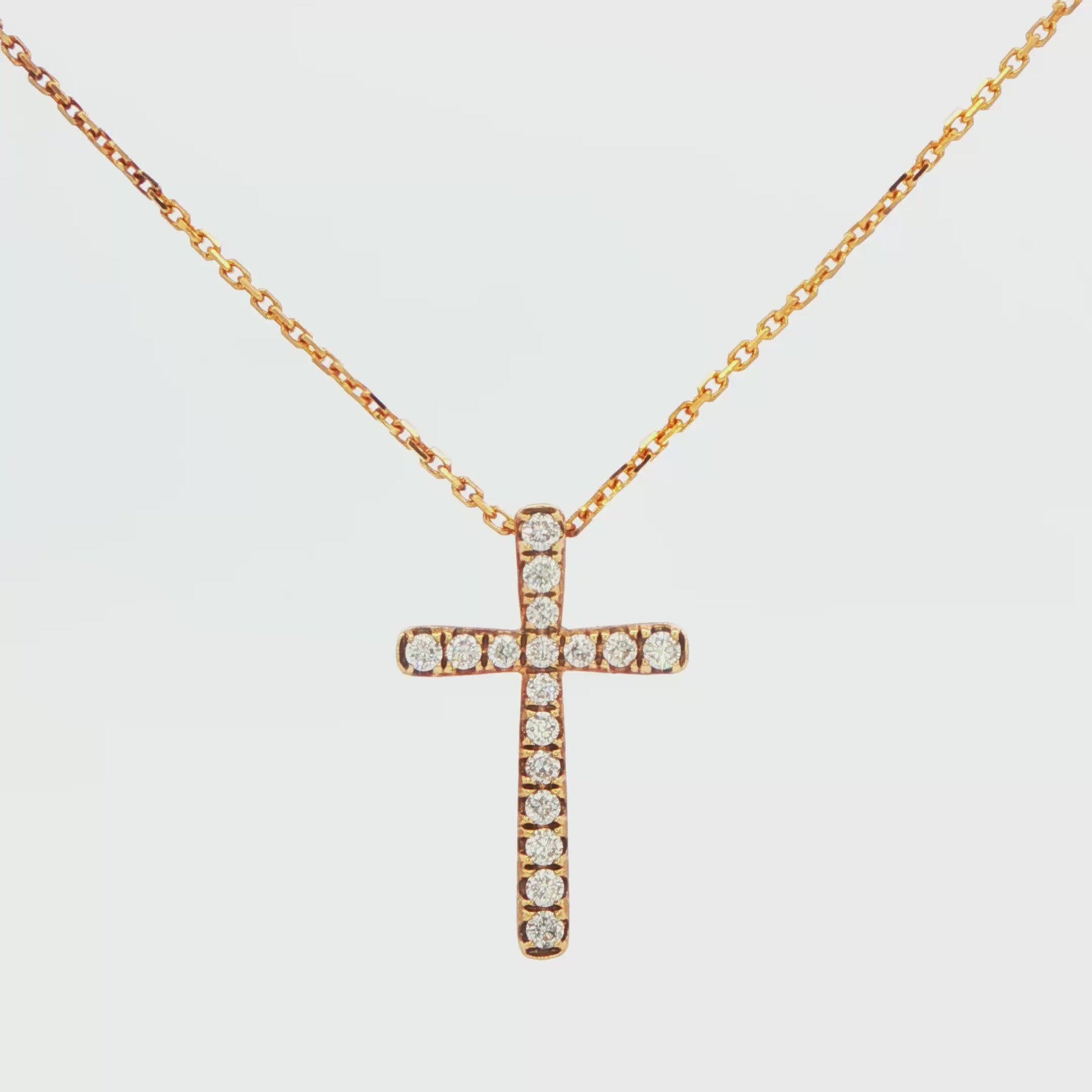18K YG .23 CTT DIA CROSS