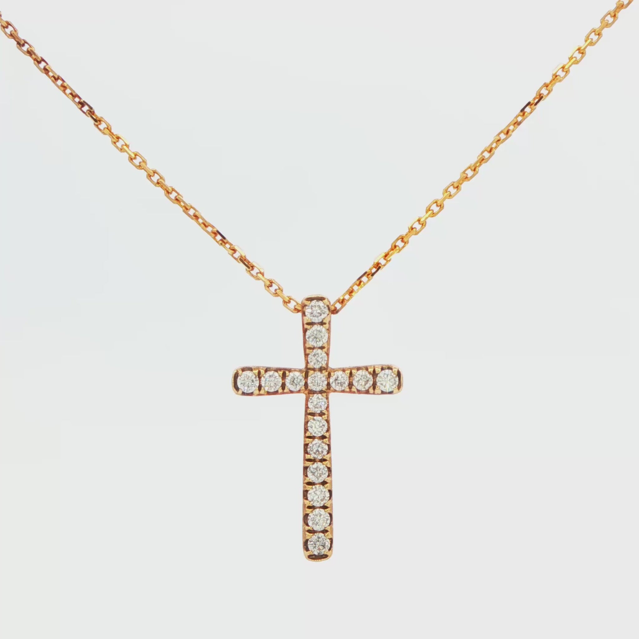 18K YG .23 CTT DIA CROSS