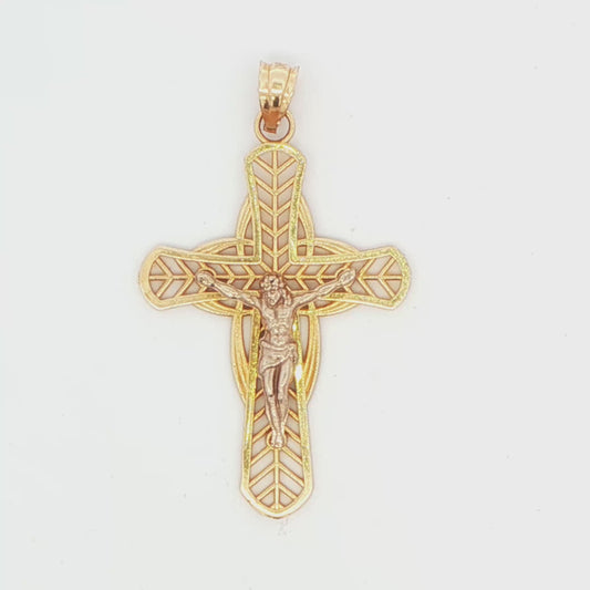 Cross Pendant with Leaf Design